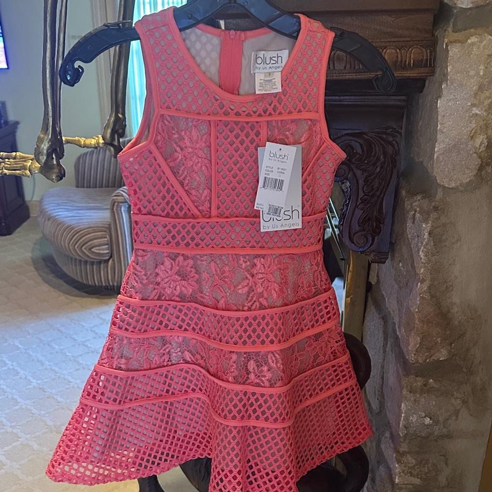 Blush Kids Pink Lace Dress size 7 new with tags Nordstrom